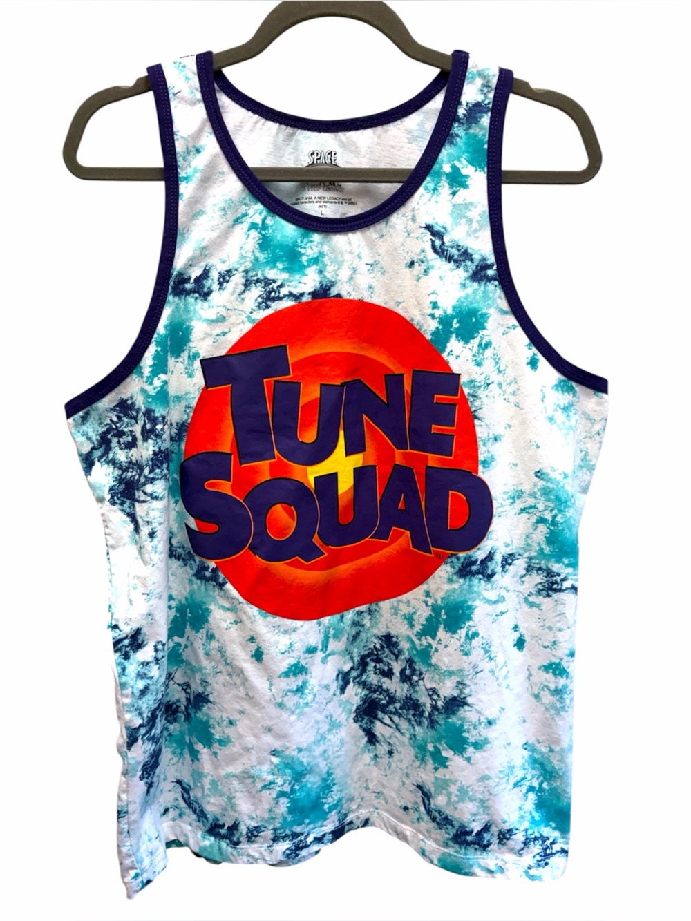 Space Jam Tune Squad Blue Tie Dye Graphic Tank Top Size L